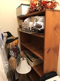 Bookcase and holiday decorations