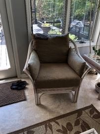 Great wicker chair with matching  sofa and table