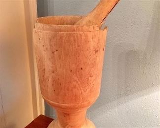  Antique (wooden) mortar and pestle