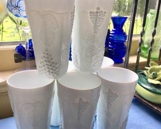 Milk-glass glasses 