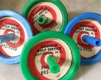 Vintage toy tops ~ former Cashion Gulf service station