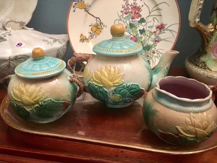 Majolica tea set 