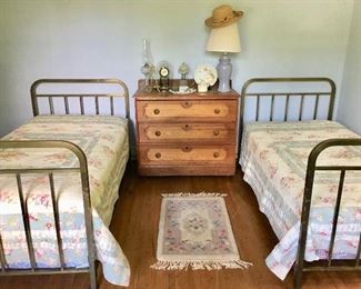 Pair of  antique brass single size beds