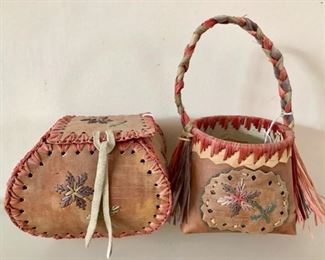 Pair of Birch Bark Baskets by Margaret Hill - Mille Lacs