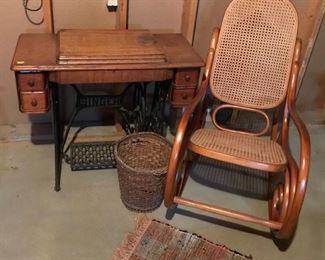 Sewing Table and Bentwood Rocker
