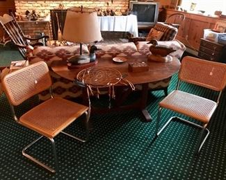 Drop Leaf Table, Rattan Chairs, Duck Decoy, Dream Catcher, and Duck Decoy Lamp