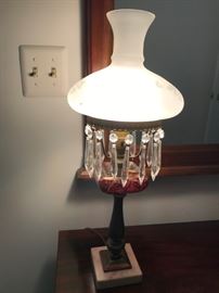 Cranberry Lamp with Marble Base