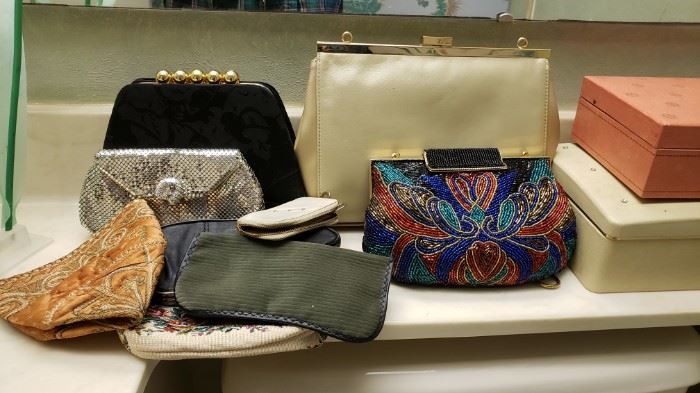 Selection of vintage handbags and purses 