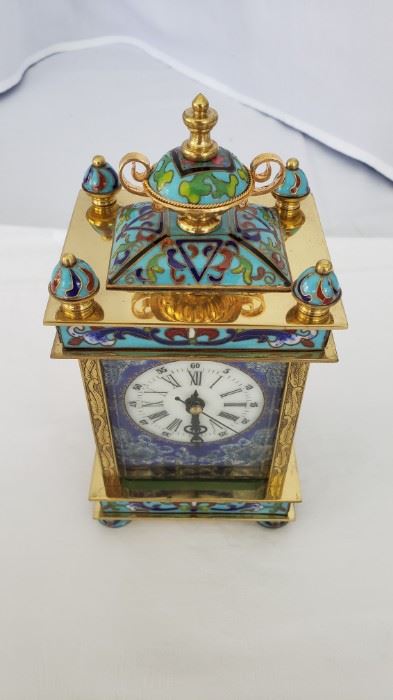 Cloisonne Carriage mantle clock