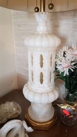Amazing pair of marble/alabaster lamps 