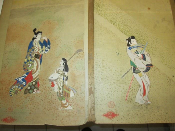 Original Japanese wood block prints.