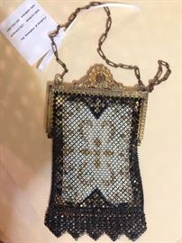 Vintage Mandalian enameled mesh evening bag