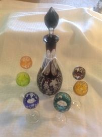 Bohemian cut to clear decanter and 6 stems