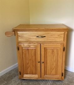 Rolling Oak Kitchen Cart