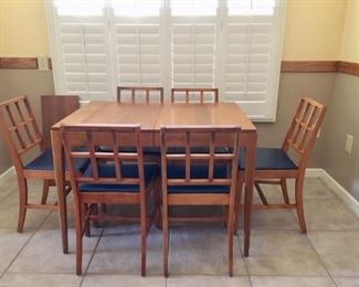 Vintage 50" Dinette w/ 1-12" leaf, 6 Chairs