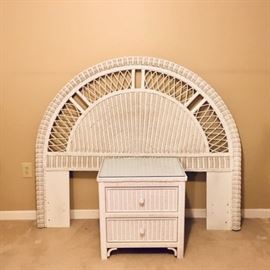 Full/Queen Wood Wicker Headboard, Lexington 2-Drawer Nightstand