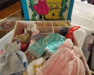 Vintage Barbie case and some vintage clothes
