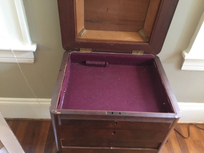 Top of silver cabinet