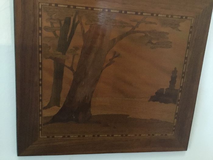 Inlaid wood landscape