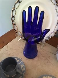 Blue glass hand