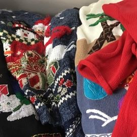 A gaggle of Christmas sweaters