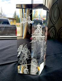 #18 - Engraved glass pentagon-shaped prism with characters from "The Nutcracker" by glass artist Eric Hilton