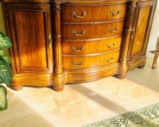 WOODEN MARBLE TOP CABINET (77”W x 24.5”D x 42”H)