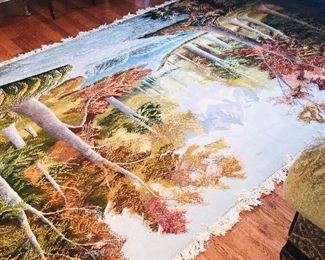 ONE OF A KIND NATURE / TREES HAND WOVEN WOOL RUG-(116”L x 77”W)