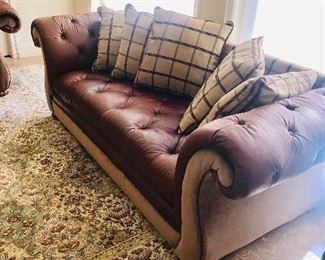 BEAUTIFUL TUFTED LEATHER SOFA-2 AVAILABLE (98"L x 43"D x 32”H)