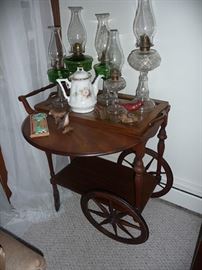 Oil Lamps & Tea Cart