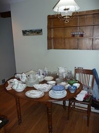 Round Oak Table & China