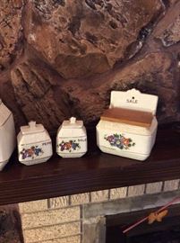 Matching Vintage Salt Pepper and Recipe-Address Box