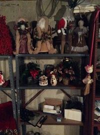 Christmas Santas, Trees, Shelf, More