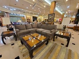 This sectional has only been used a few months.  We added some accent pillows that make it look even better!  EXCELLENT condition!