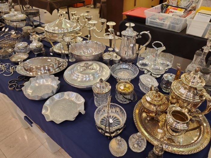 Lots of silver and silver plated....(2) 8' tables full!