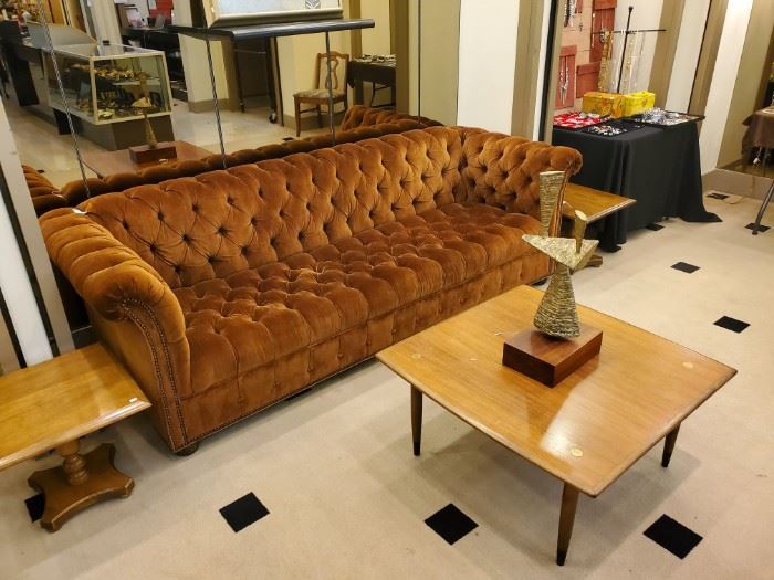 LOVE THIS!  Brown Velvet Mid Century Modern....Would make a GREAT photography prop!  PERFECT condition!