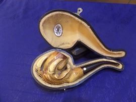 Extensive pipe collection. These are high end pipes that have been stored for 14 years. Included are Turkish block meerschaum with styles of eagle claw, mermaid, dragon, lion, turtle top, floral and others. Some of the brands include CAO, Alpha, Masto de Papa, Paykoc, Bjarne and others. Theses pipes have been smokes and have great patina. 