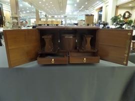 Dunhill Pipe Smokers Tobacco cabinet holds 12 pipes with two drawers & has locking doors.