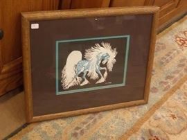 Framed Woody Crumbo Spirit Horse.