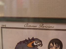 1914 Engraving Costumes Parisiens # 179,182,181