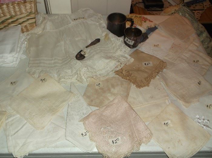 Vintage baby dress and hankies