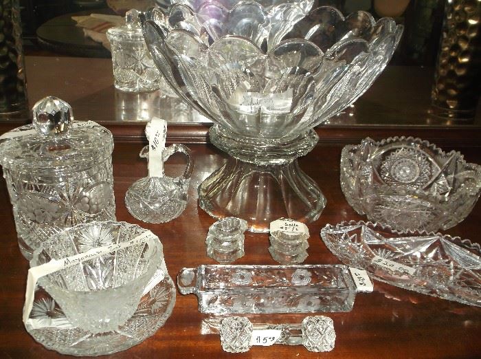Heisey punch bowl and cut glass