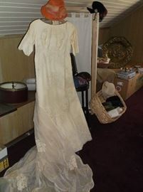 Vintage wedding gown and hats