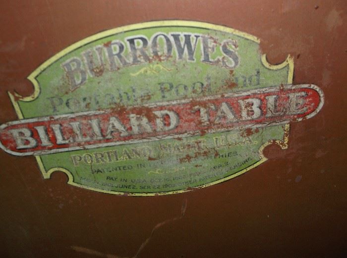 Original label on billiard table