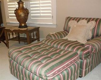 Large upholstered chair and ottoman