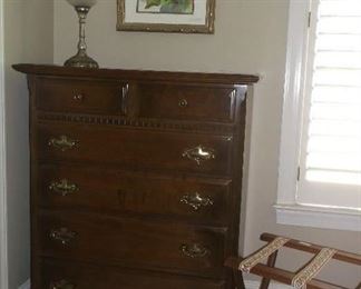 Chest of drawers by Ethan Allen and luggage rack