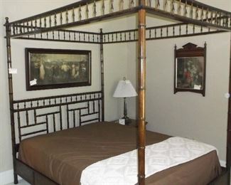 Faux bamboo canopy bed
