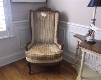 One of two wing back chairs