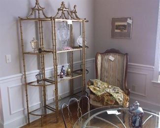 Metal faux bamboo etagere