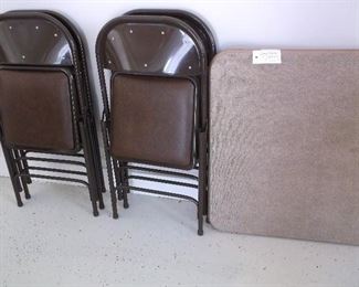 Card table and folding chairs